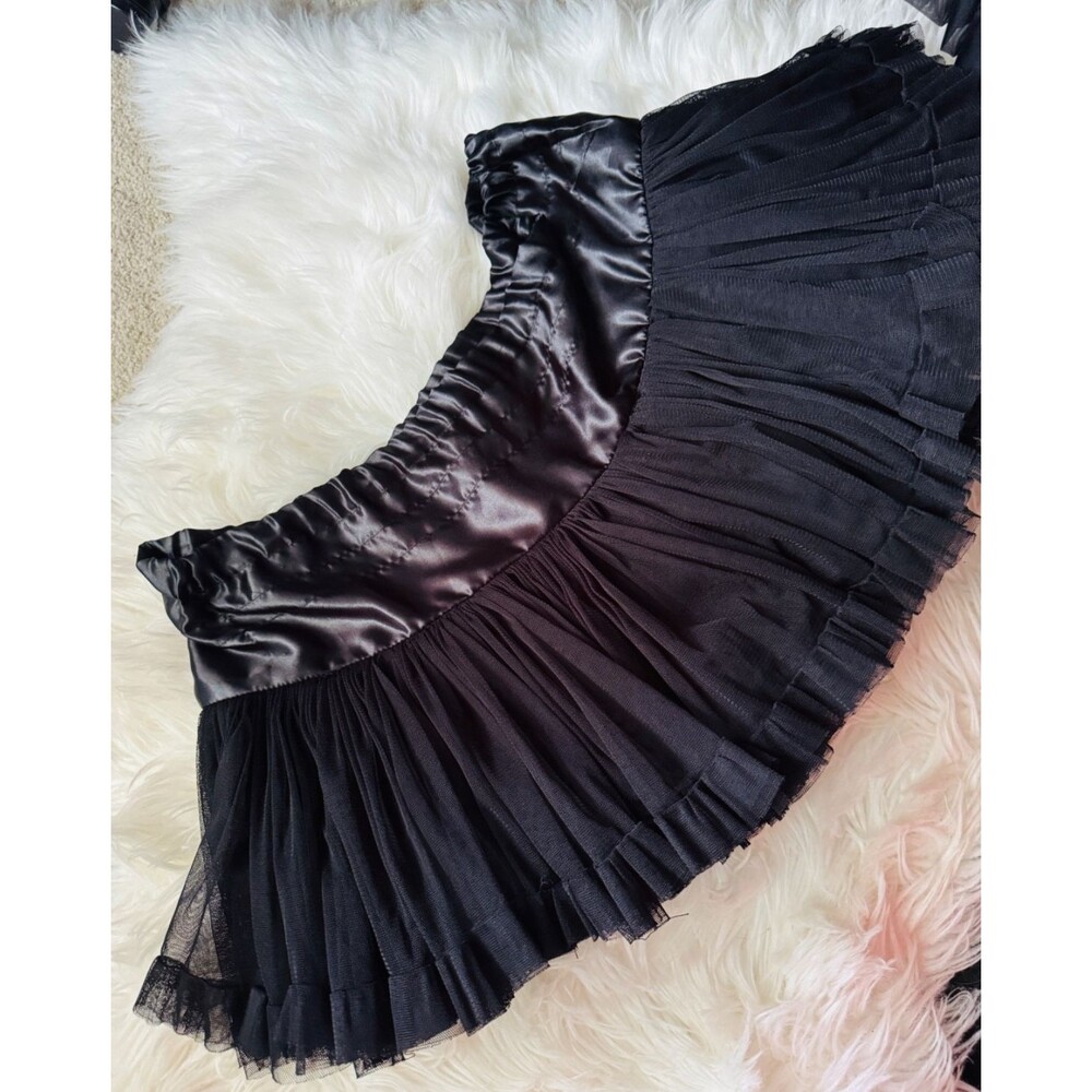 Rare 90s y2k burleska london black satin lace gothic punk petticoat underskirt